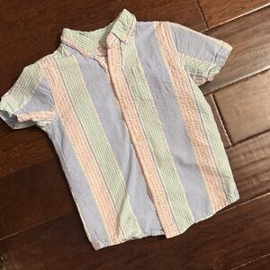 Janie and Jack Striped Seersucker Shirt- multicolor-Boys size 7 -Easter/spring